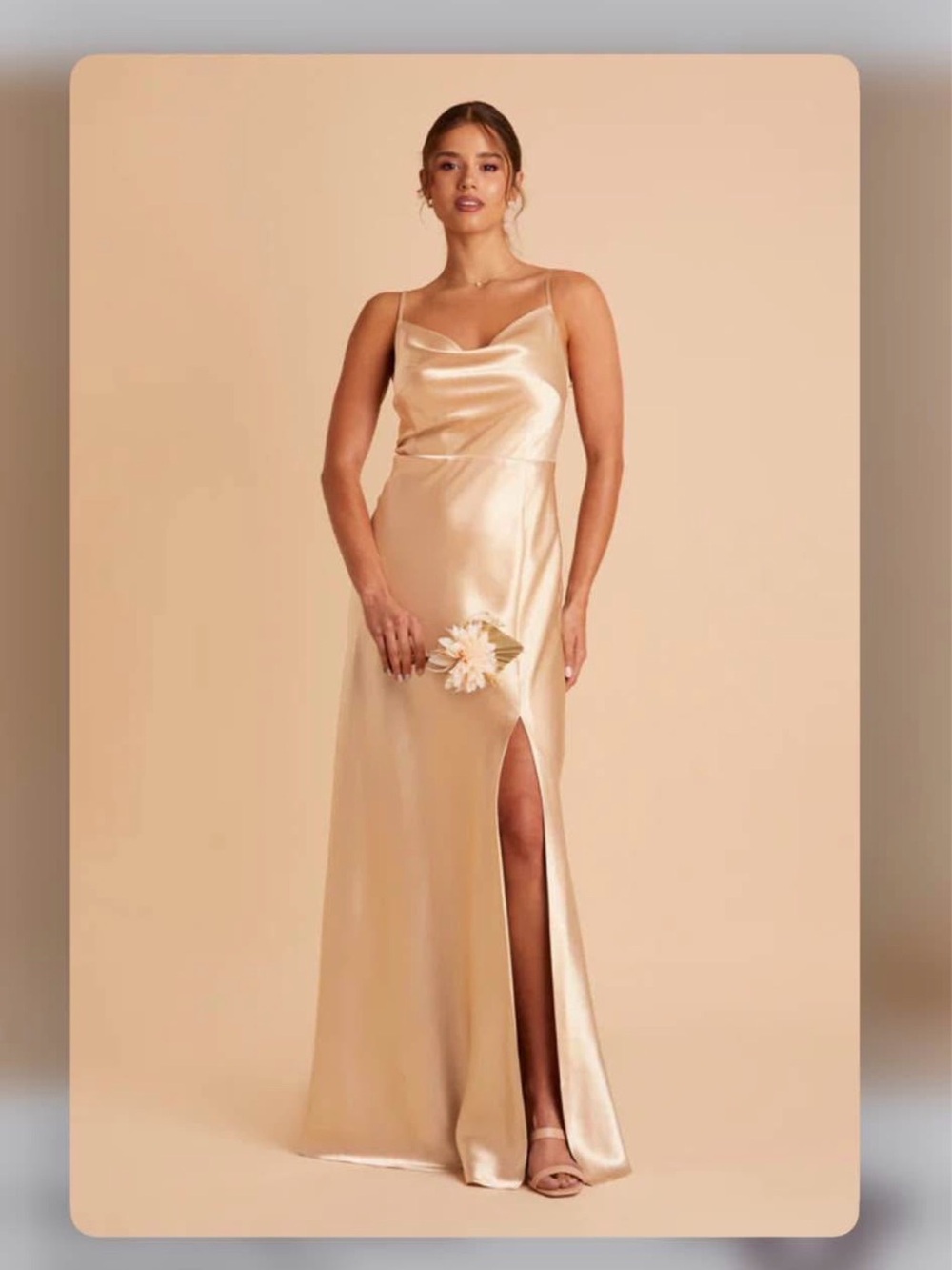 Birdy Grey Satin Cowl Neck Dress in Champagne/Gold